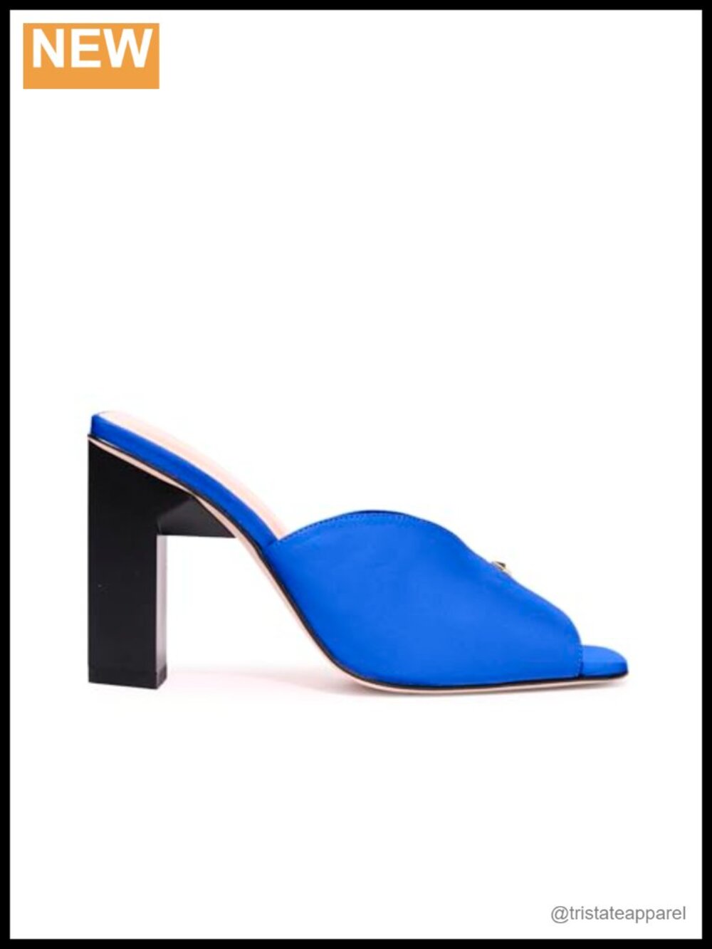 Tiannia Barnes Tiffany Mule Block Heel Leather Lining Toe Strap Studded